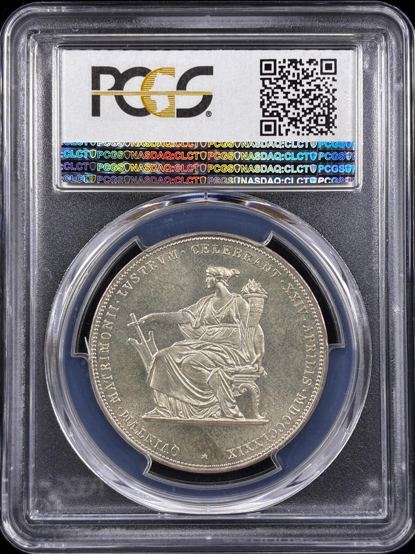 【雨安】【直播拍卖】【世界币章122期-评级币】2025-12-27 周六 19:30 保真 [评级欧洲] Austria 奥地利 2弗洛林 1879年 茜茜公主婚礼  PCGS-MS65 凝霜粉光