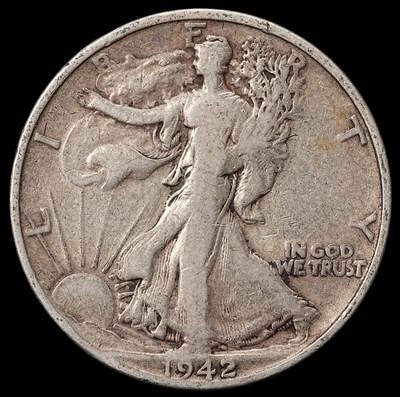 修遠堂世界钱币第九十九期 - 1942年行走的女神50美分银币 12.30g，含银90%