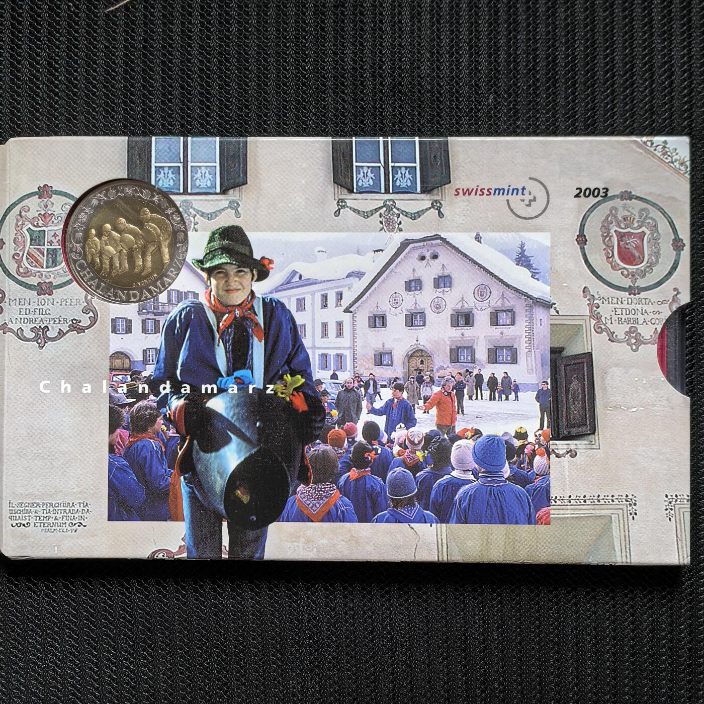 道一币馆币章第一百六十二场 原包装 瑞士2003年格劳宾登州春季节日精制纪念套币十枚 含5法郎纪念币