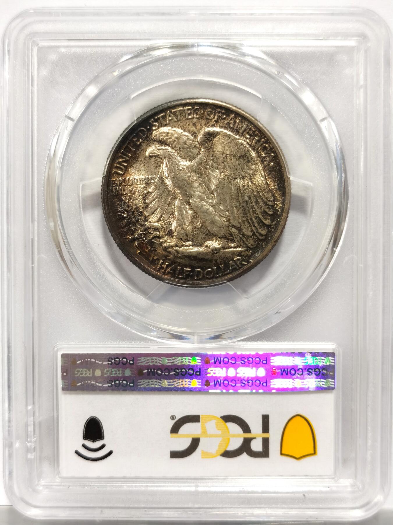博洋堂世界钱币拍卖第154期（全场包邮） PCGS MS66+ 美国1943年行走女神半美元银币，极美月牙五彩