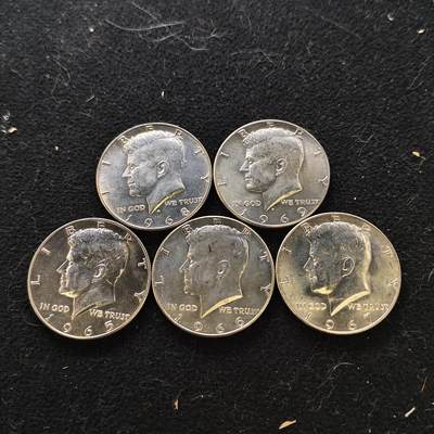 【全场包邮】纯粹捡漏拍489场（免费代拍第26场） - 美国1966-1969年不同年份肯尼迪半元（30.6毫米11.5克）银币5枚一组-2