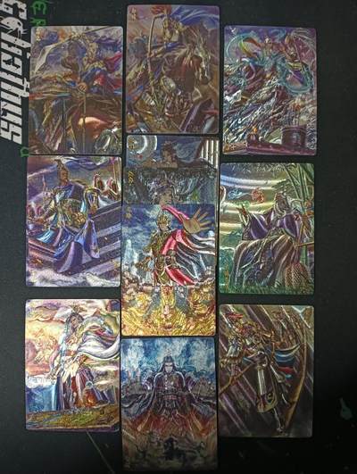 花开卡拍第53期（12月28号周日截拍，品控勿拍!!!拍品不寄存，运费5元，自制卡难免瑕疵，可能存在轻微撞角爆边等出厂瑕疵，品控介意勿拍！） - 1、卡玩帕克 雄图三国 第二十弹(完结弹) 粗闪工艺 一套共11张，包含貂蝉甄宓