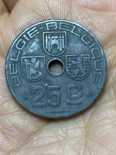 2025年第一百四十场(总第一百六十六场）外国好品散币场(免佣金) - 比利时🇧🇪1944年25分(二战德国占领时期，左荷语右法语版)