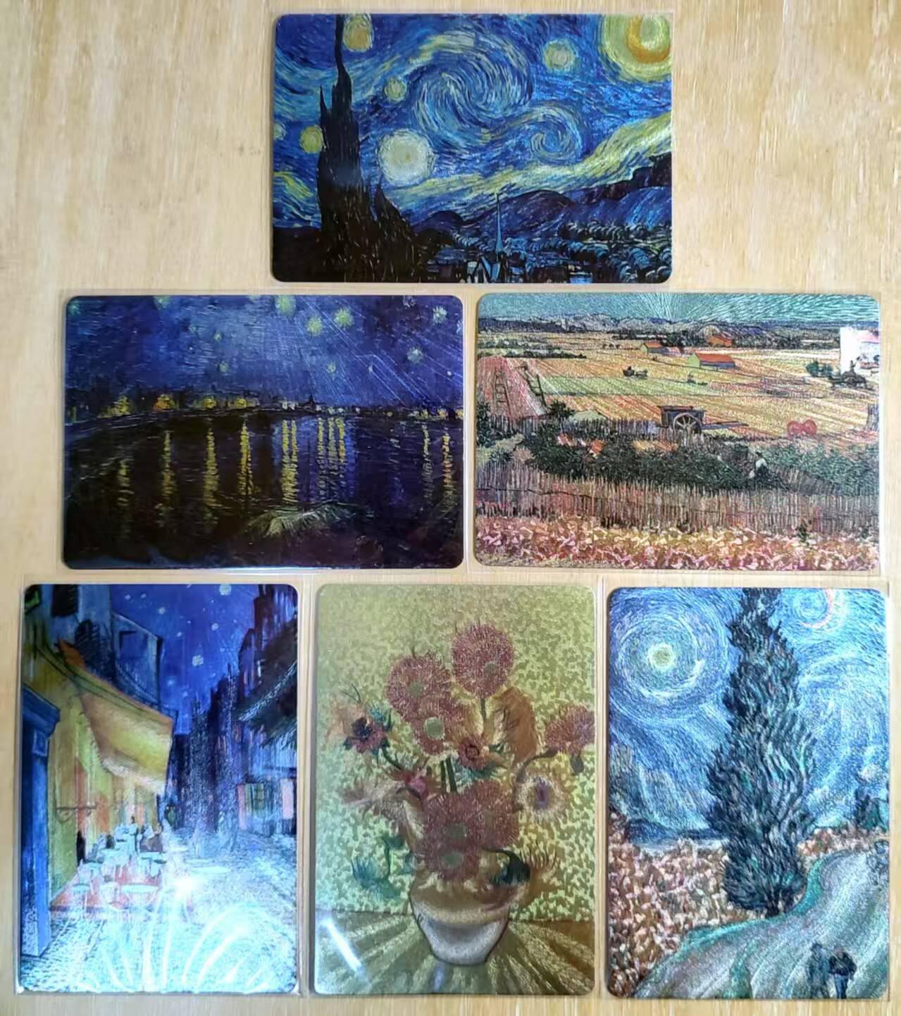 龙虎卡牌-六九场（无佣金，周六结拍，欢迎送拍） 粗闪6张 世界名画系列卡牌 梵高画作