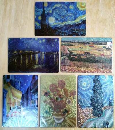 龙虎卡牌-六九场（无佣金，周六结拍，欢迎送拍） - 粗闪6张 世界名画系列卡牌 梵高画作