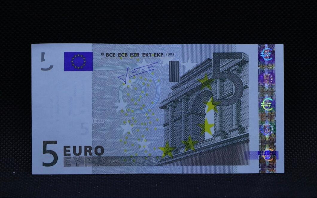 欧盟 2002版 5欧 二签 P冠 荷兰 AU极美品