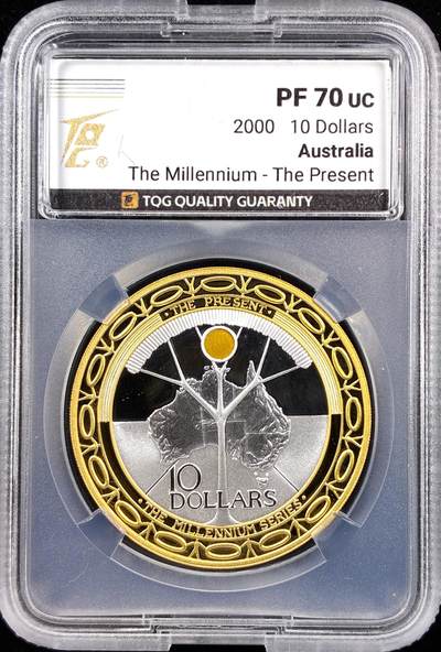 【雨安】【直播拍卖】【世界币章122期-评级币】2025-12-27 周六 19:30 保真 - [评级现代] Australia 澳大利亚 10元 2000年 千禧年-现在 TQG-PF70UC