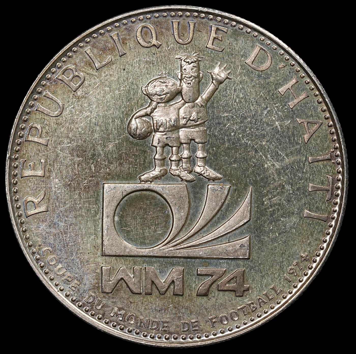 修遠堂世界钱币第九十九期 1973年海地-德国世界杯纪念25古德精制银币 10.00g，925银