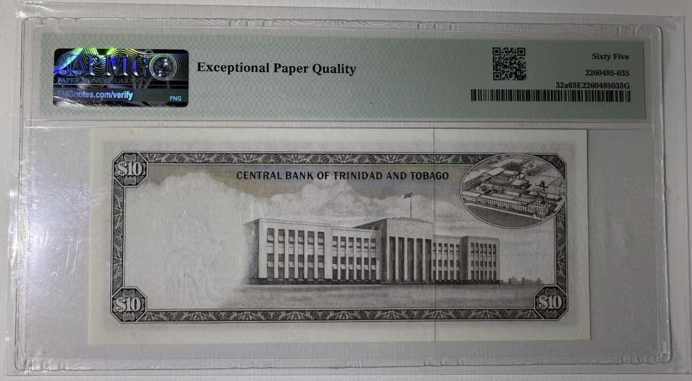 《外钞收藏家》第五百九十七期（年底收官场）（本平台长期征集拍品、欢迎藏友们联系合作） 1964年特里达尼亚和多巴哥10远 PMG65