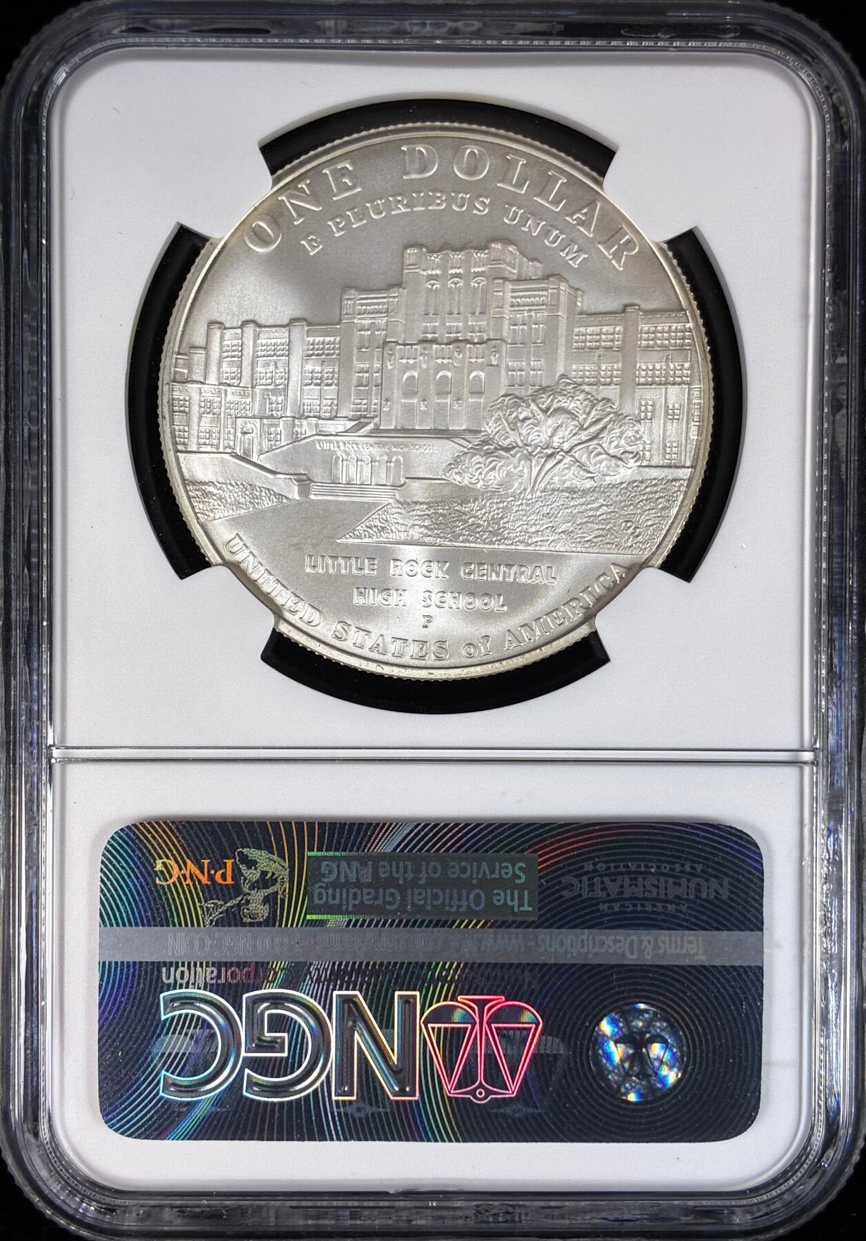 【雨安】【直播拍卖】【世界币章122期-评级币】2025-12-27 周六 19:30 保真 [评级现代] USA 美国 纪念币 1美元 2007年 小石城学校种族融合  NGC-MS69