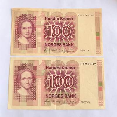 各国外币第105期 无佣金 - 挪威100克朗 9品2张