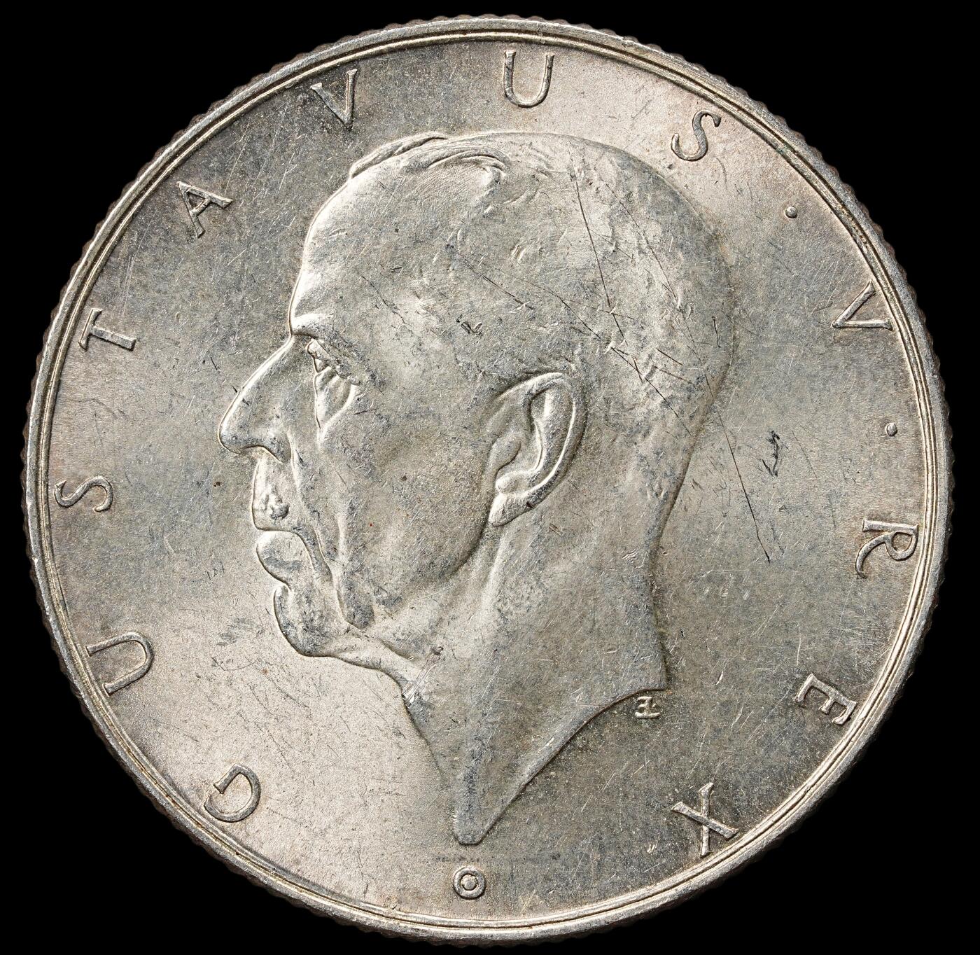 修遠堂世界钱币第九十九期  1938 年“新瑞典殖民地建立 300 周年 2 克朗纪念银币 15g，含银80%  未流通