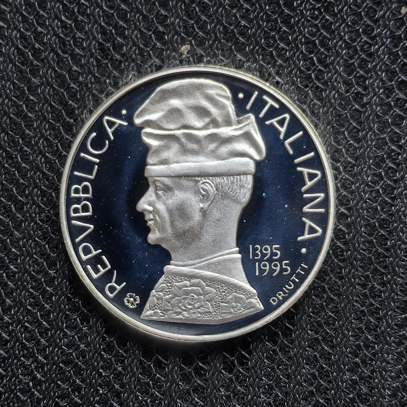 道一币馆币章第一百六十二场 原盒证 意大利1995年画家皮萨内洛诞辰600周年5000里拉精制银币 7800