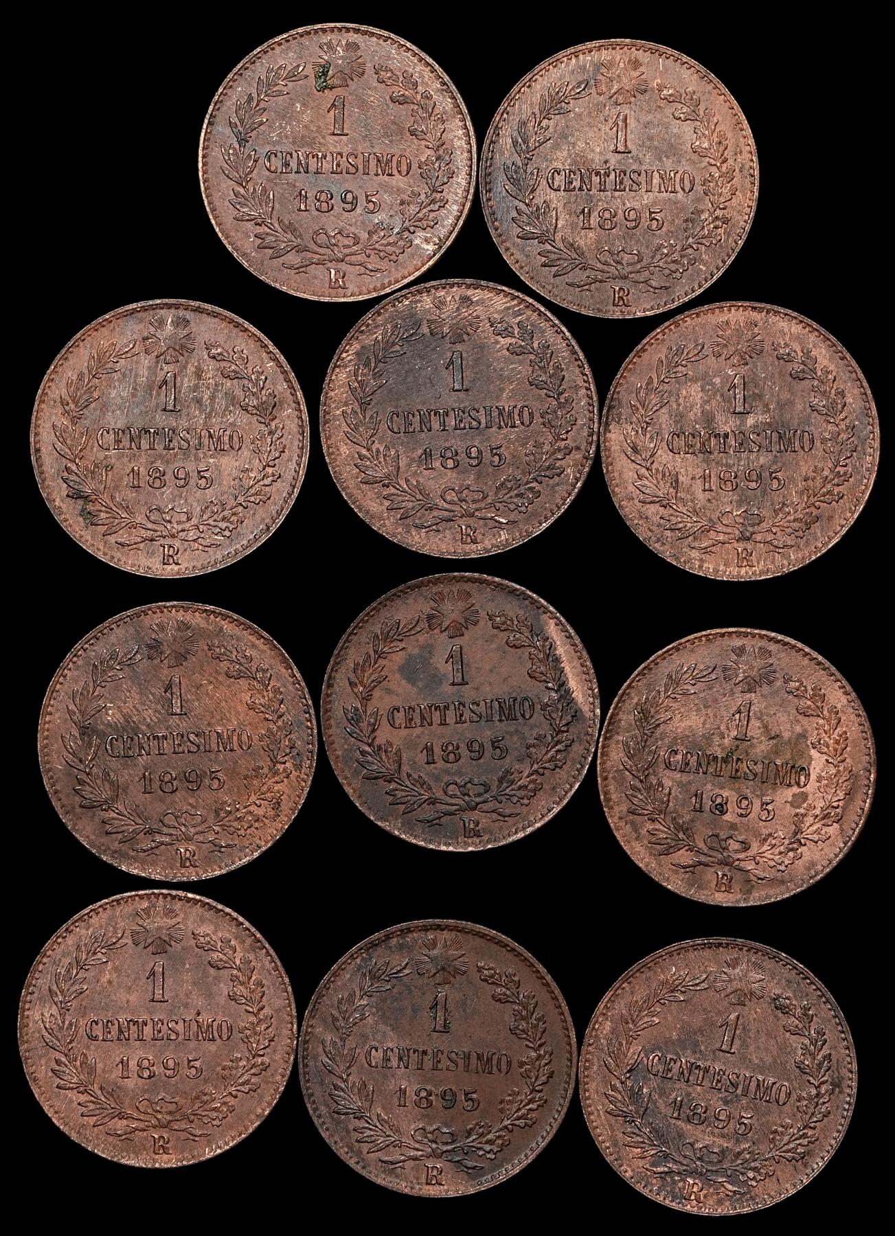 修遠堂世界钱币第九十九期 1895年意大利1分铜币一组