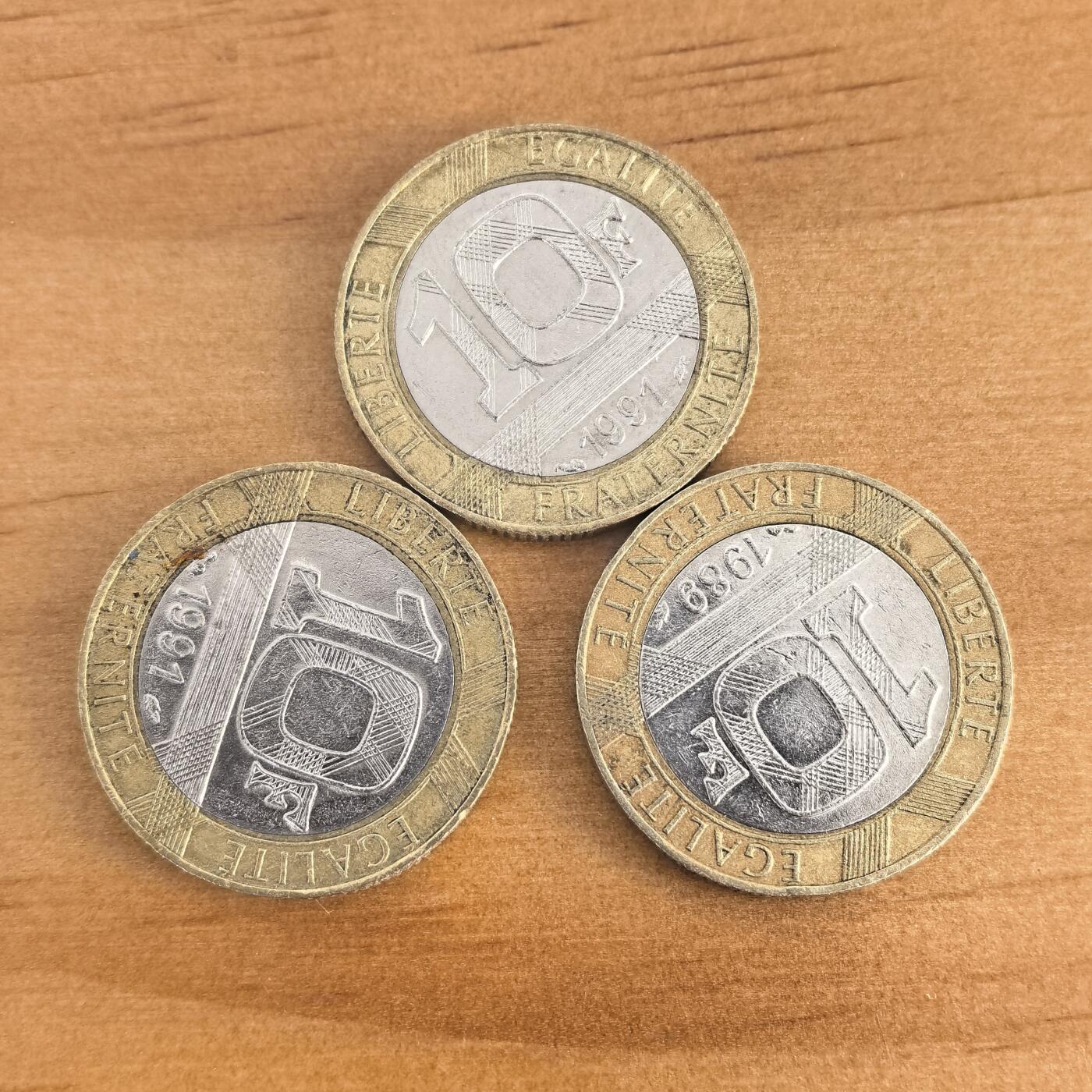 各国硬币第7期 无佣金 法国10法郎3枚
