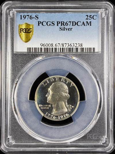 【雨安】【直播拍卖】【世界币章122期-评级币】2025-12-27 周六 19:30 保真 - [评级美洲] USA 美国 25美分 KM#0204 (1976) 华盛顿 1976年S PCGS-PR67CAM 精制币