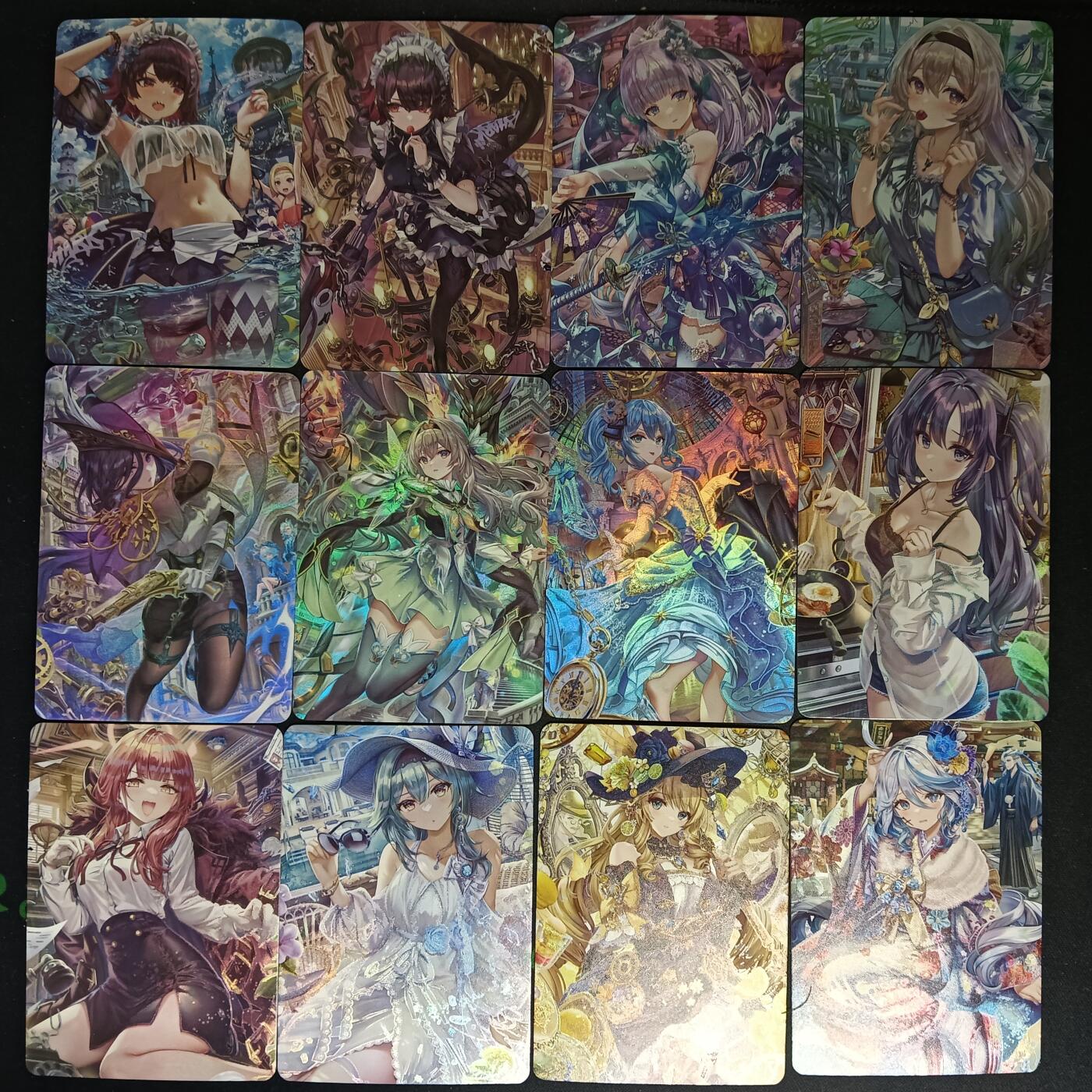 花开卡拍第53期（12月28号周日截拍，品控勿拍!!!拍品不寄存，运费5元，自制卡难免瑕疵，可能存在轻微撞角爆边等出厂瑕疵，品控介意勿拍！） 墨卡文创 t画师同人萌妹 12张彩闪