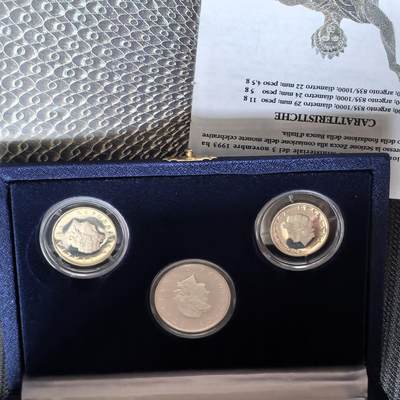 道一币馆币章第一百六十二场 - 原盒证 意大利1993年意大利国家银行百年精制银币三枚套  10500