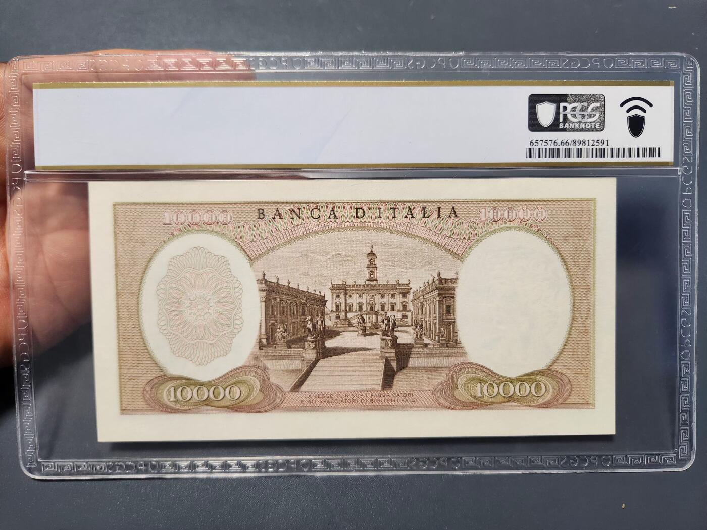 12月27号晚上8点 外国纸币自动截拍第77场 意大利10000里拉 pcgs66