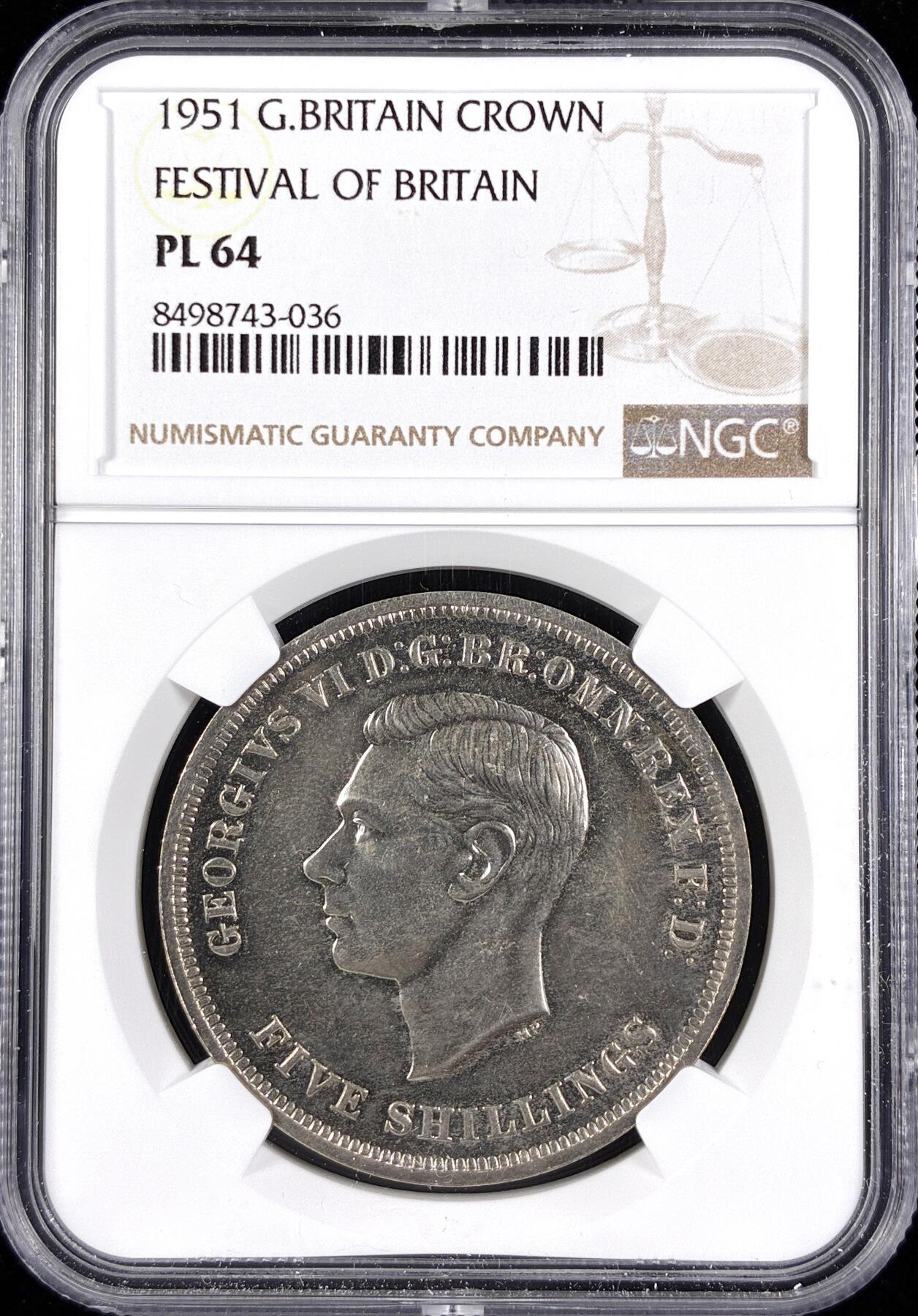 【雨安】【直播拍卖】【世界币章122期-评级币】2025-12-27 周六 19:30 保真 [评级欧洲] Great Britain 英国 1克朗 1951年 乔治六世 NGC-PL64