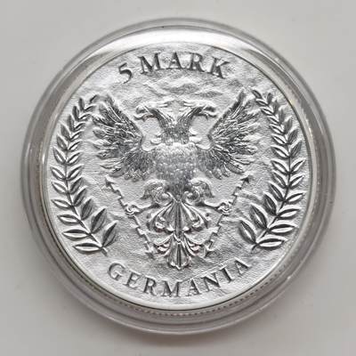 博洋堂世界钱币拍卖第154期（全场包邮） 德国2024年日耳曼尼亚女武神主题5马克大银币，1盎司999银，原盒原装