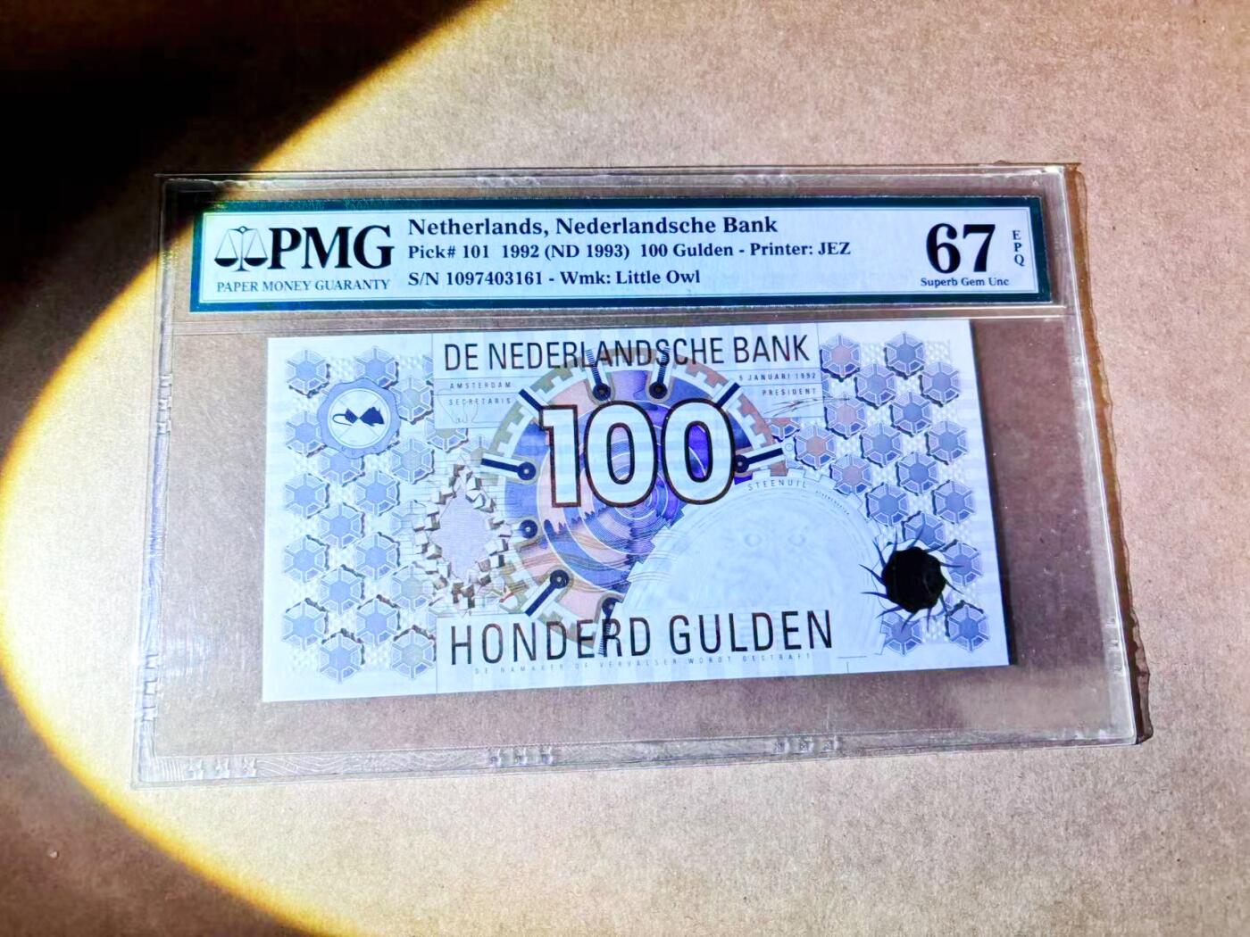 【Blue Auction】世界纸币精拍第768期——18级TOP拍卖/信誉/品质/专业/高效💫 荷兰 1992年100盾 PMG67EPQ 