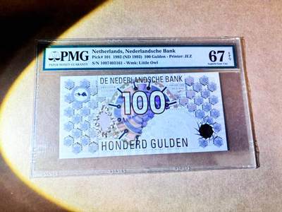 【Blue Auction】世界纸币精拍第768期——18级TOP拍卖/信誉/品质/专业/高效💫 - 荷兰 1992年100盾 PMG67EPQ 