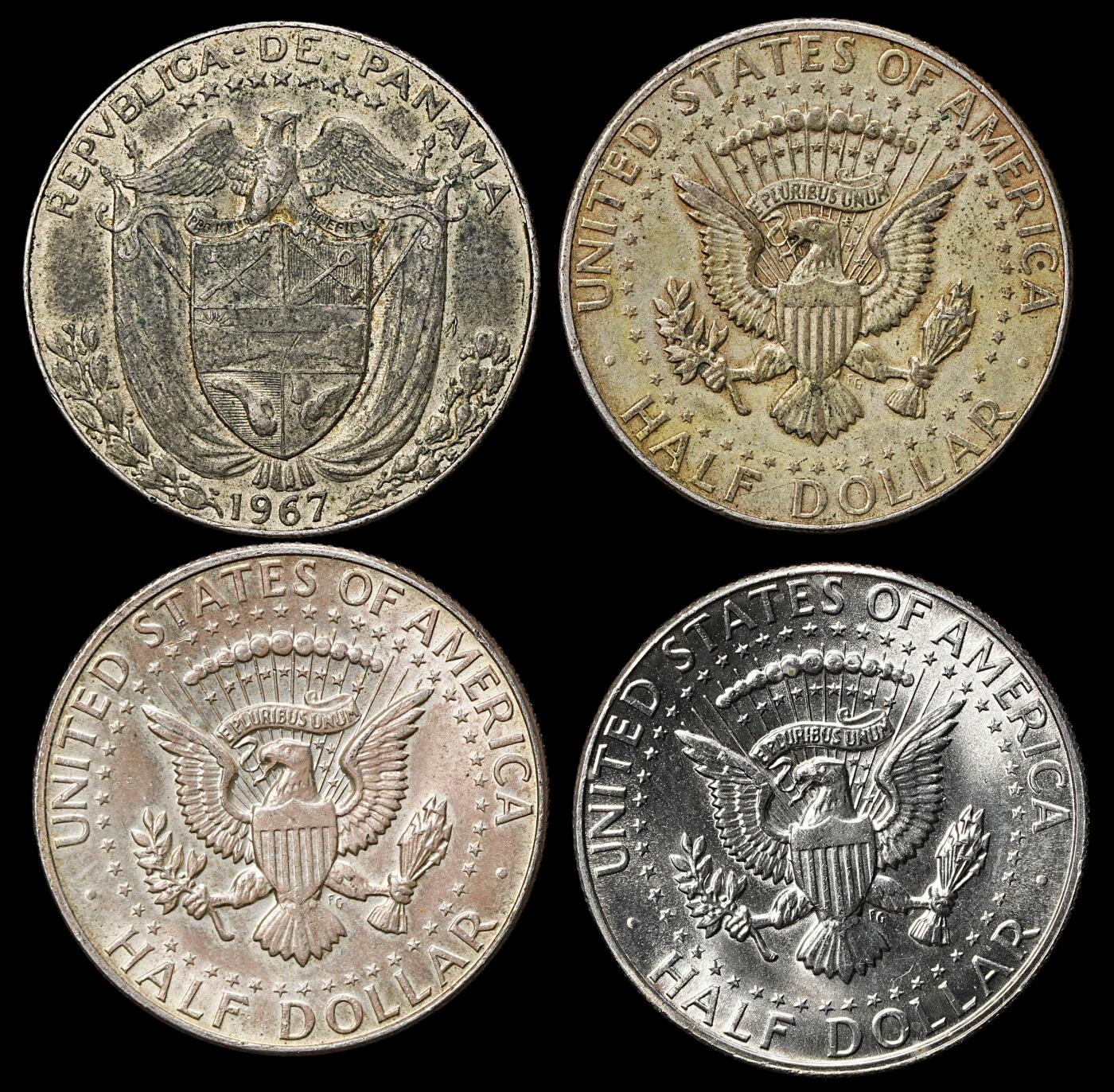 修遠堂世界钱币第九十九期 巴拿马，美国银币4枚 总重45.73g，含银40%