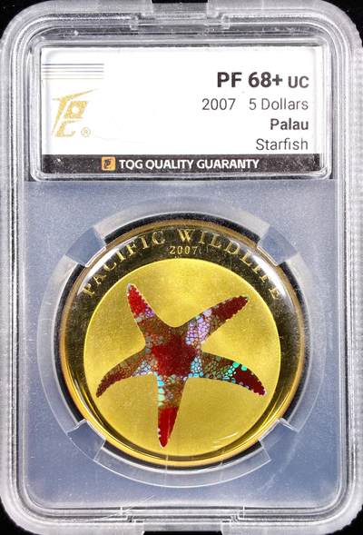 【雨安】【直播拍卖】【世界币章122期-评级币】2025-12-27 周六 19:30 保真 - [评级现代] Palau 帕劳 5元 2007年 太平洋野生动物-海星 TQG-PF68+UC