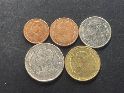 邮泉阁限时拍卖第三十八场 亚洲专场（硬币在国外。请付邮费6元。） - 泰国拉玛九世国王5枚老年版