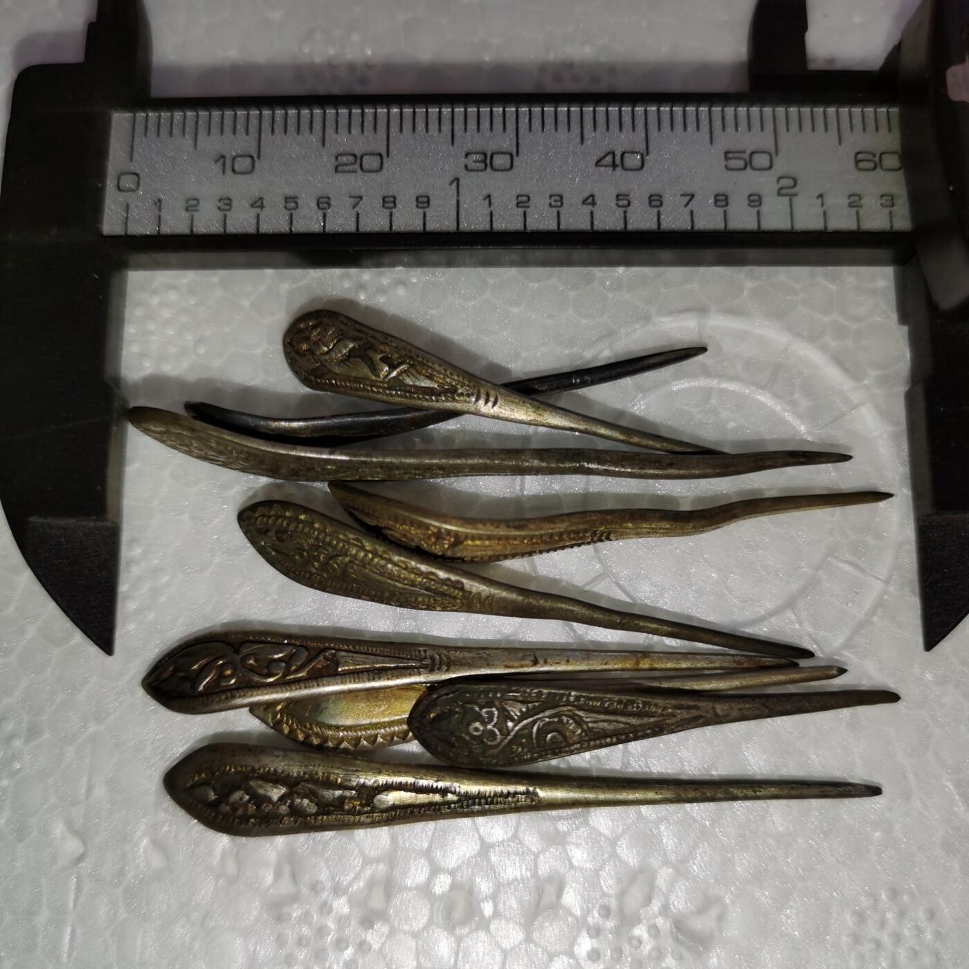 杂件专场90期 清代老银精美花纹发簪9支，清代最小支的发簪