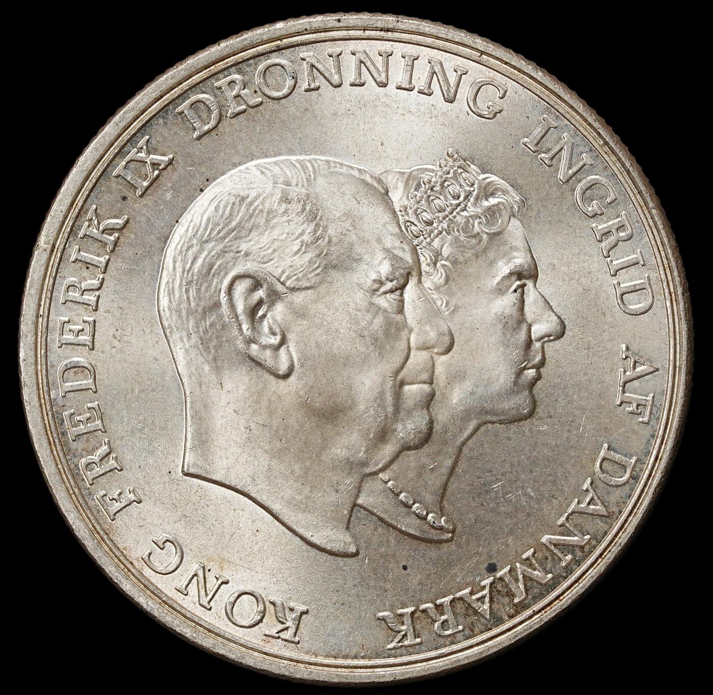 修遠堂世界钱币第九十九期 1960年丹麦国王银婚纪念5克朗银币 17g，含银80%