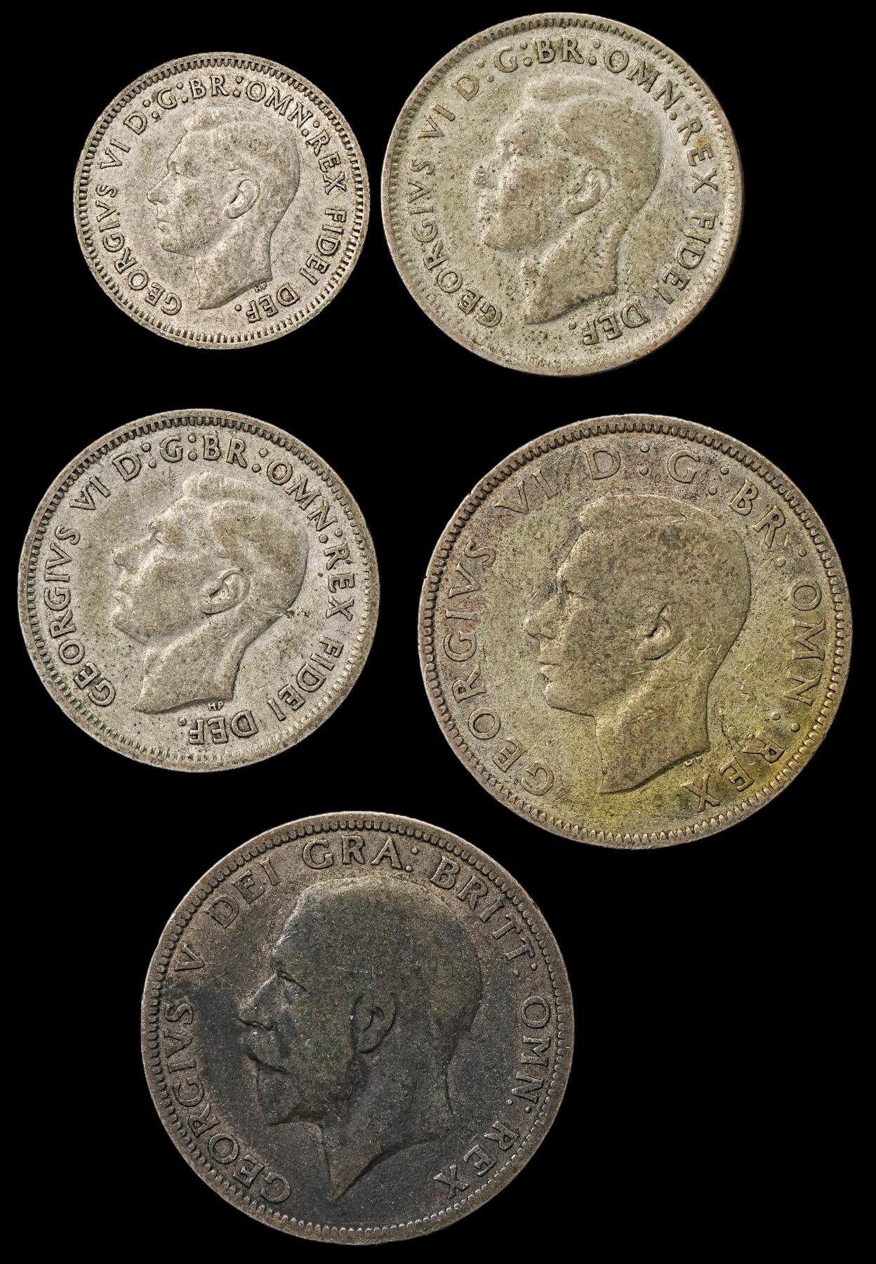 修遠堂世界钱币第九十九期 英系银币一组 总重35.98g，含银50%