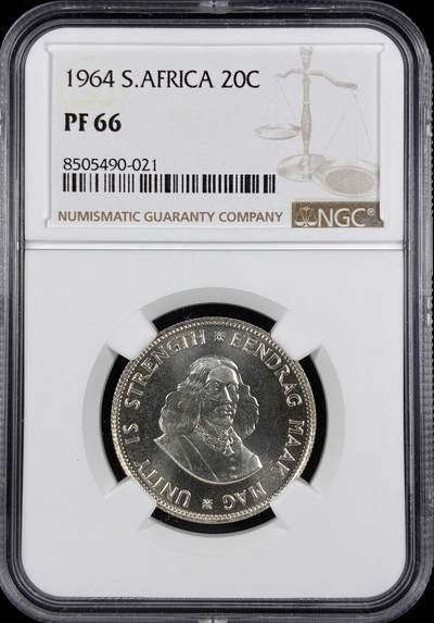 【雨安】【直播拍卖】【世界币章122期-评级币】2025-12-27 周六 19:30 保真 - [评级非洲] South Africa 南非 20分 1964年 精制 NGC-PF66 精制币