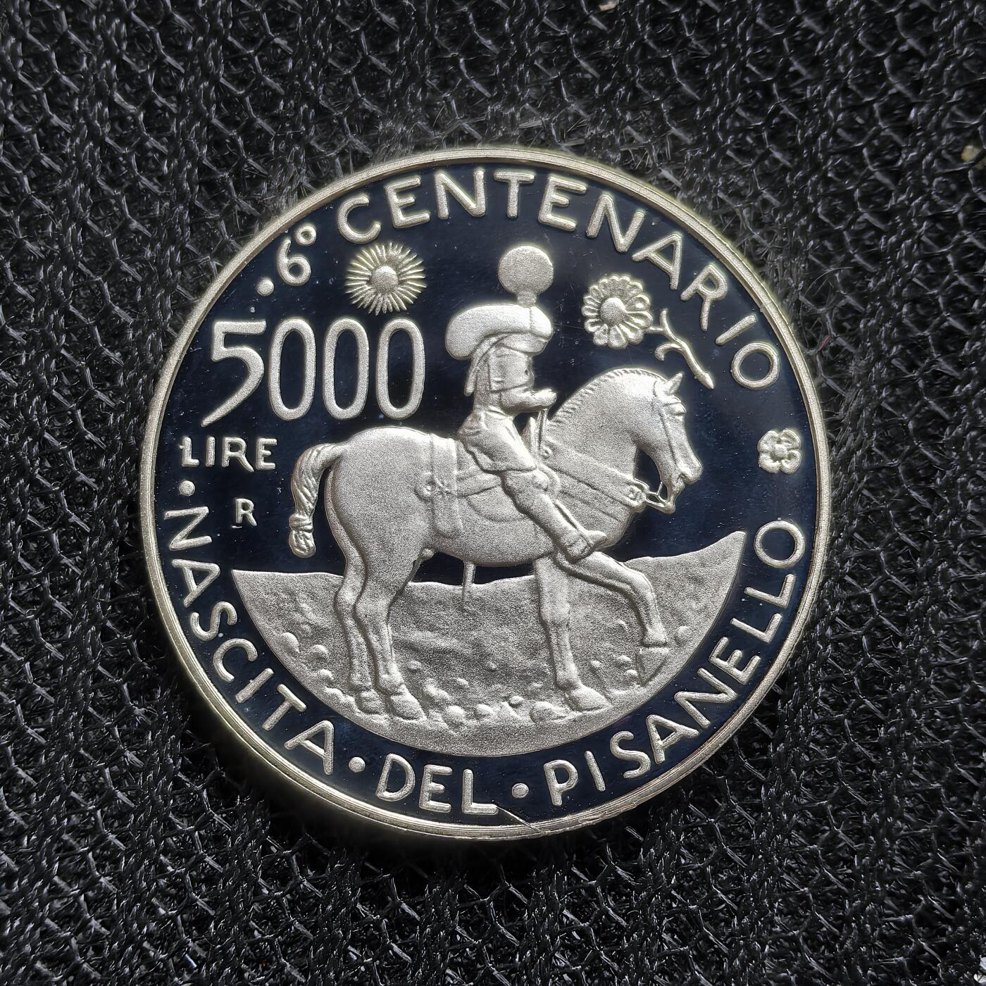 道一币馆币章第一百六十二场 原盒证 意大利1995年画家皮萨内洛诞辰600周年5000里拉精制银币 7800