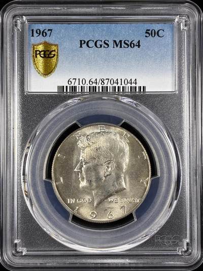 【雨安】【直播拍卖】【世界币章122期-评级币】2025-12-27 周六 19:30 保真 - [评级美洲] USA 美国 50美分 (1965-1970) 富兰克林 半美元 [11.50 g., 0.400 Silver] 1967年  PCGS-MS64