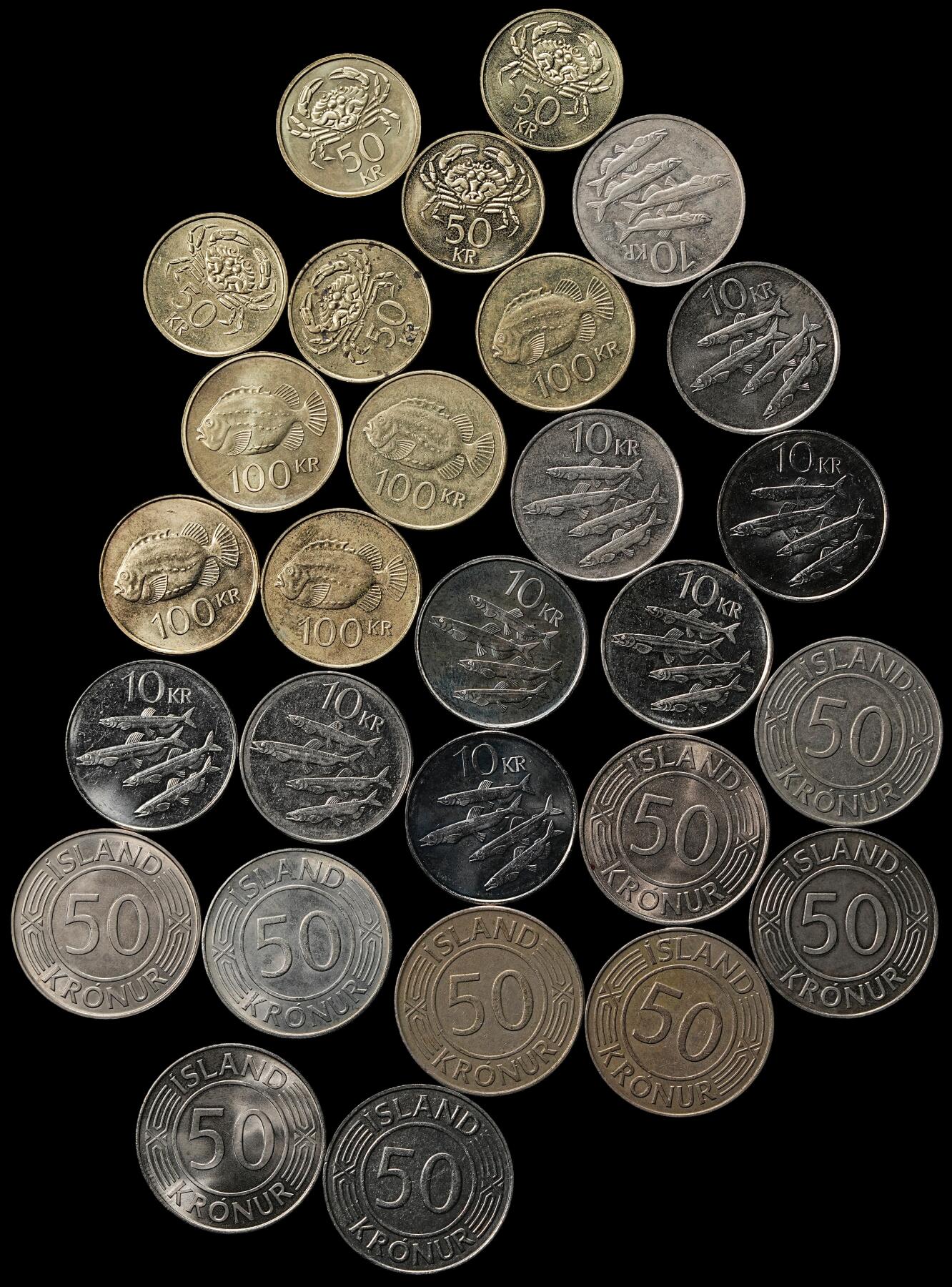 修遠堂世界钱币第九十九期 冰岛现代币一组