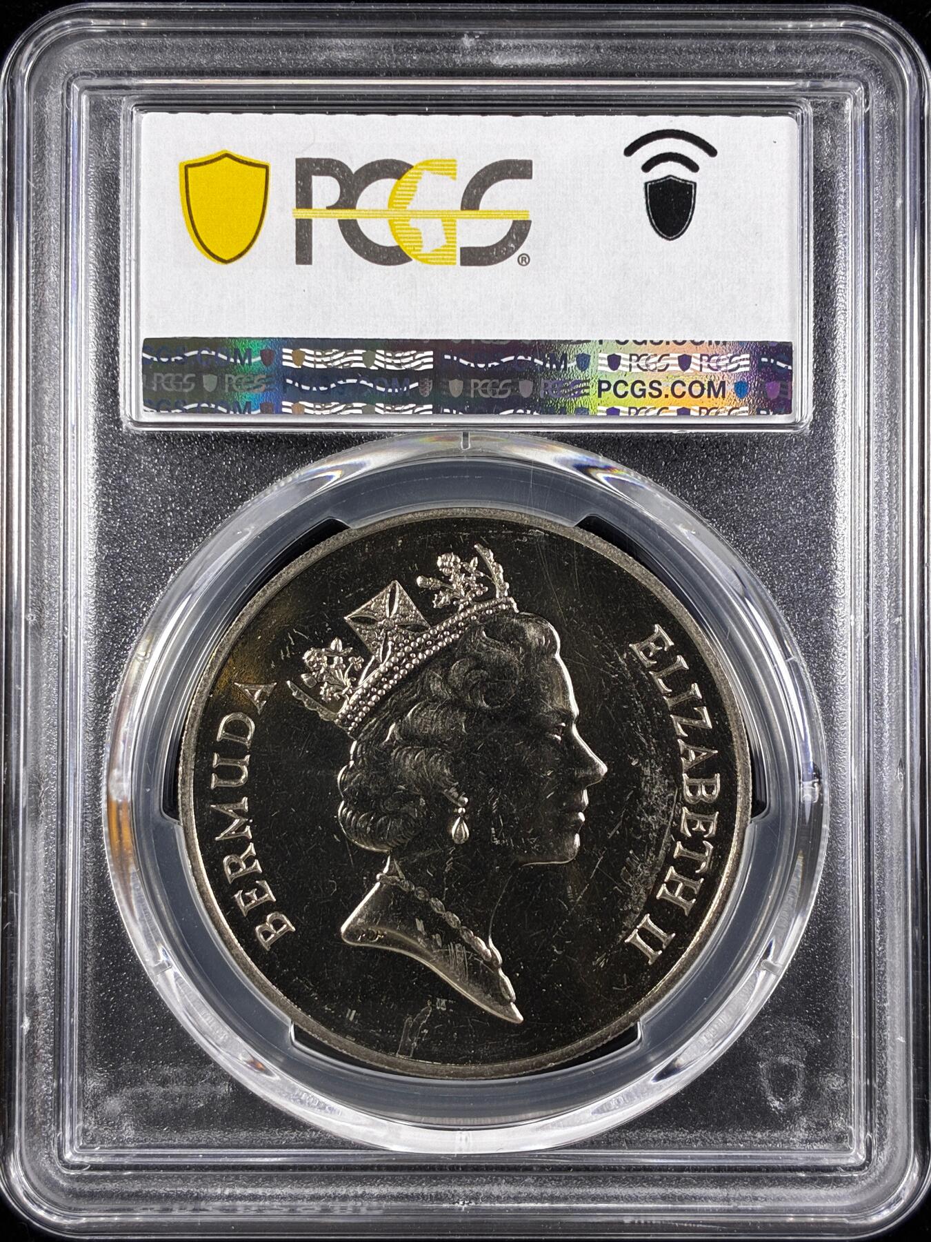 【雨安】【直播拍卖】【世界币章122期-评级币】2025-12-27 周六 19:30 保真 [评级现代] Bermuda 百慕大 1元 1989年 君主斑蝶  PCGS-MS64