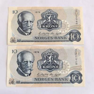 各国外币第105期 无佣金 - 挪威10克朗 2张全新