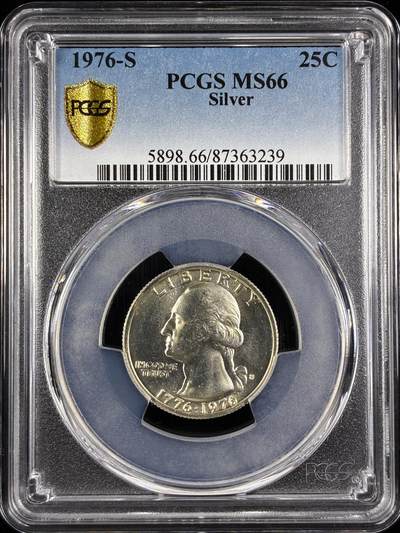 【雨安】【直播拍卖】【世界币章122期-评级币】2025-12-27 周六 19:30 保真 - [评级美洲] USA 美国 25美分 KM#0204 (1976) 华盛顿 1976年S  PCGS-MS66