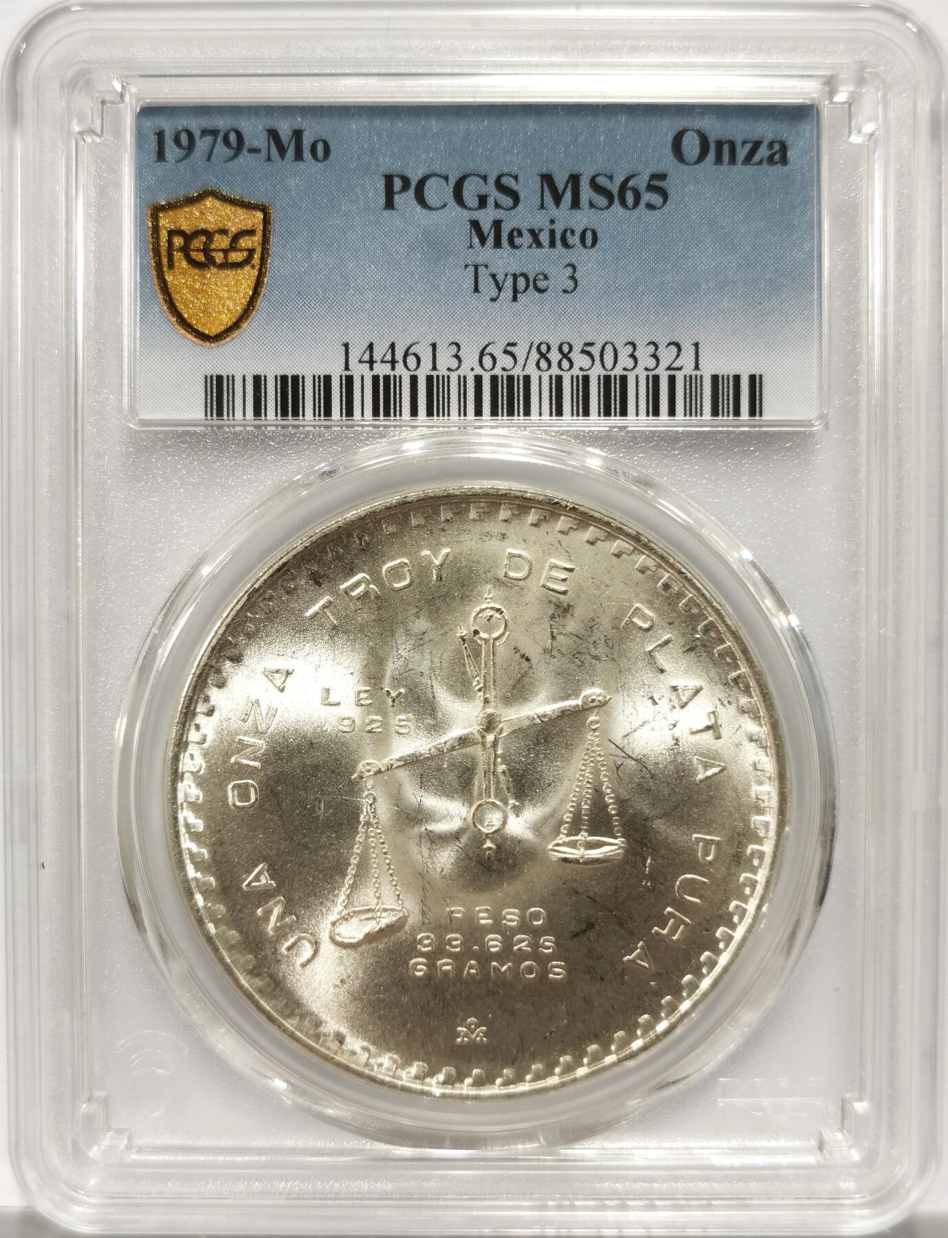 博洋堂世界钱币拍卖第154期（全场包邮） PCGS MS65 墨西哥1979年天平铸币机一盎司大银币，高分外拍价高