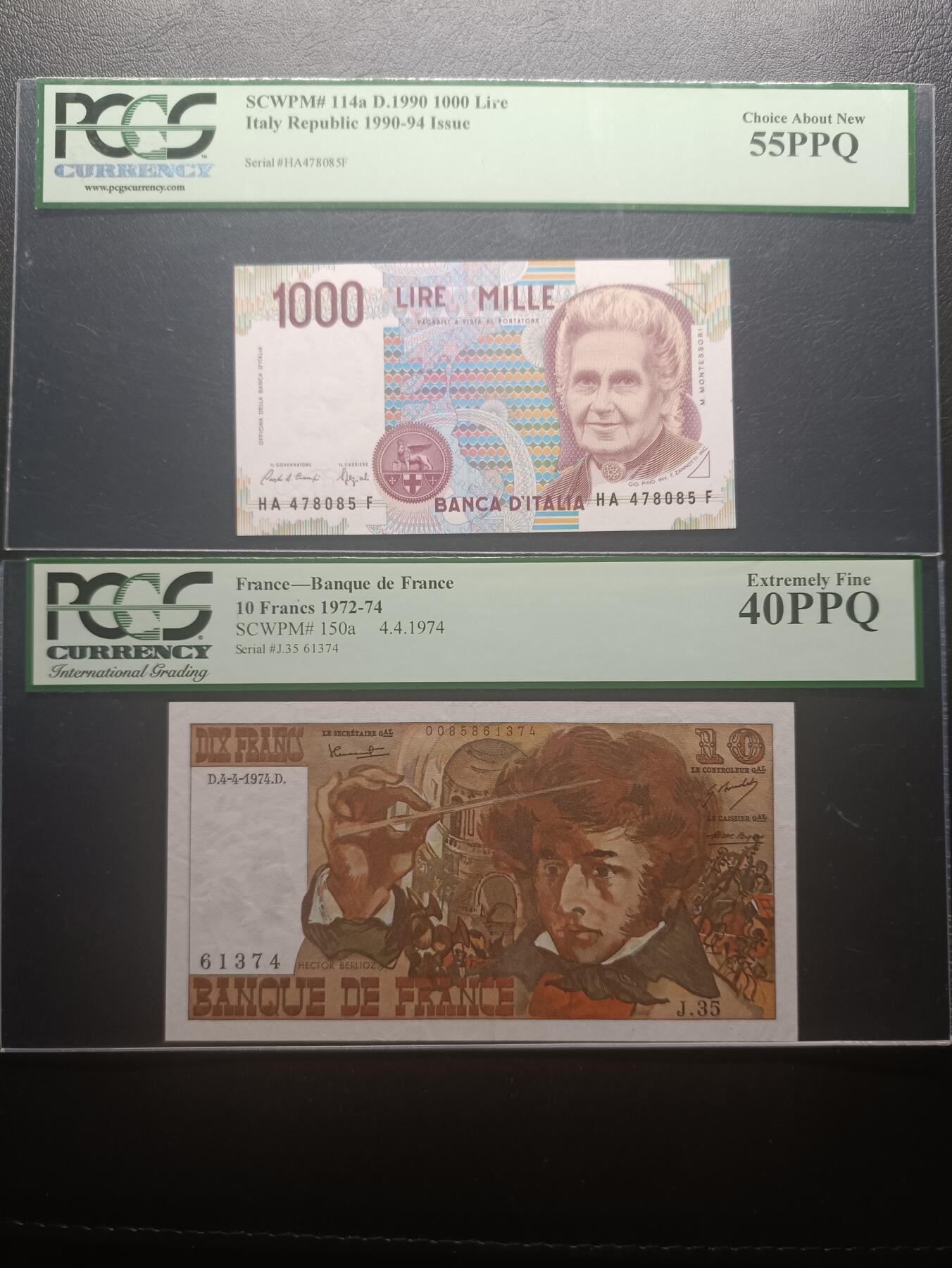 2025十二月第五期，总210期 欧洲评级钞两张PCGS绿标