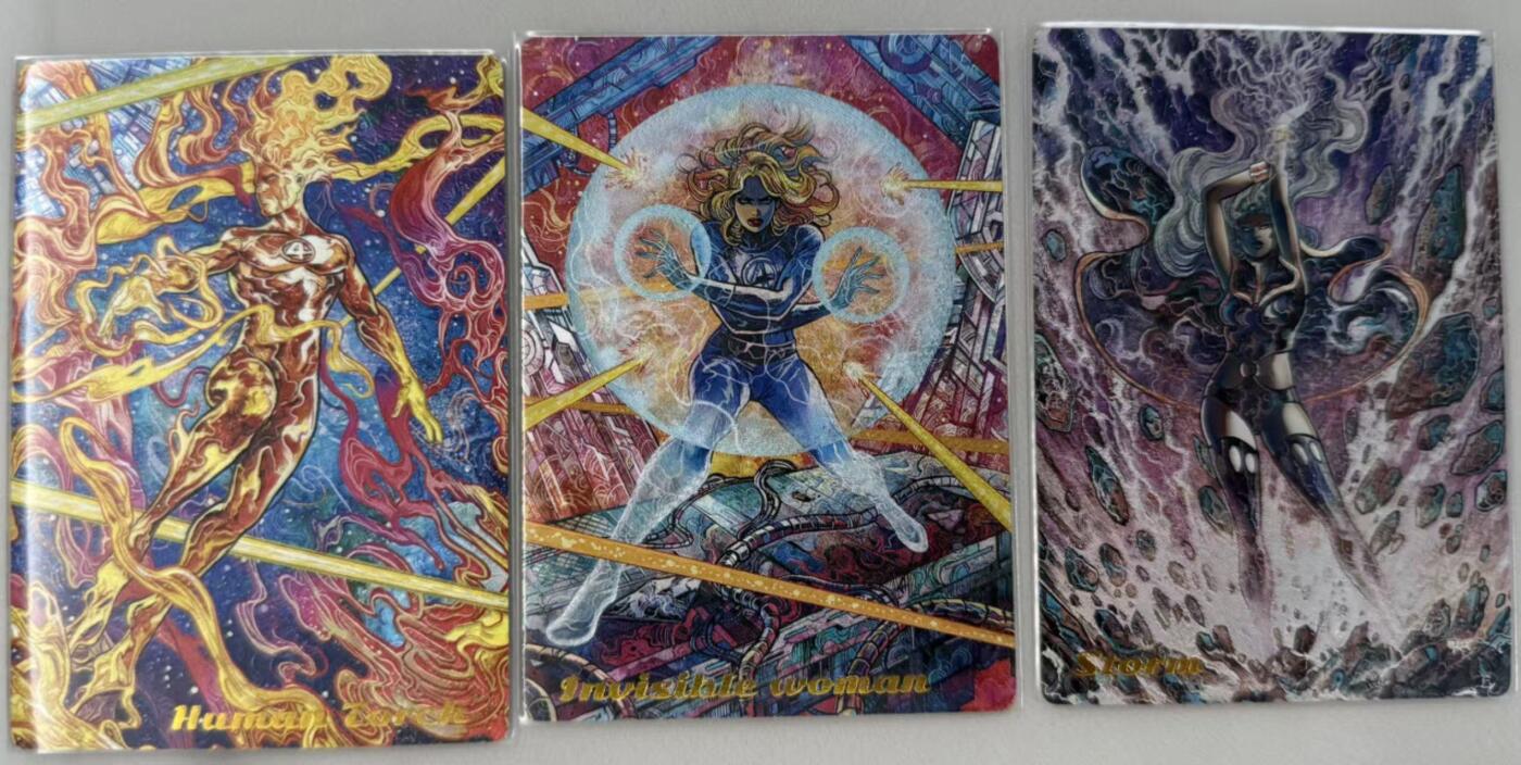 龙虎卡牌-六九场（无佣金，周六结拍，欢迎送拍） 粗闪3张全 谭壹盲包 漫威系列一套 (霹雳火、隐形女侠、风暴女)