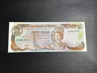 《外钞收藏家》第五百九十七期（年底收官场）（本平台长期征集拍品、欢迎藏友们联系合作） - 1987年伯利兹20元 精美女王 非全新 有折