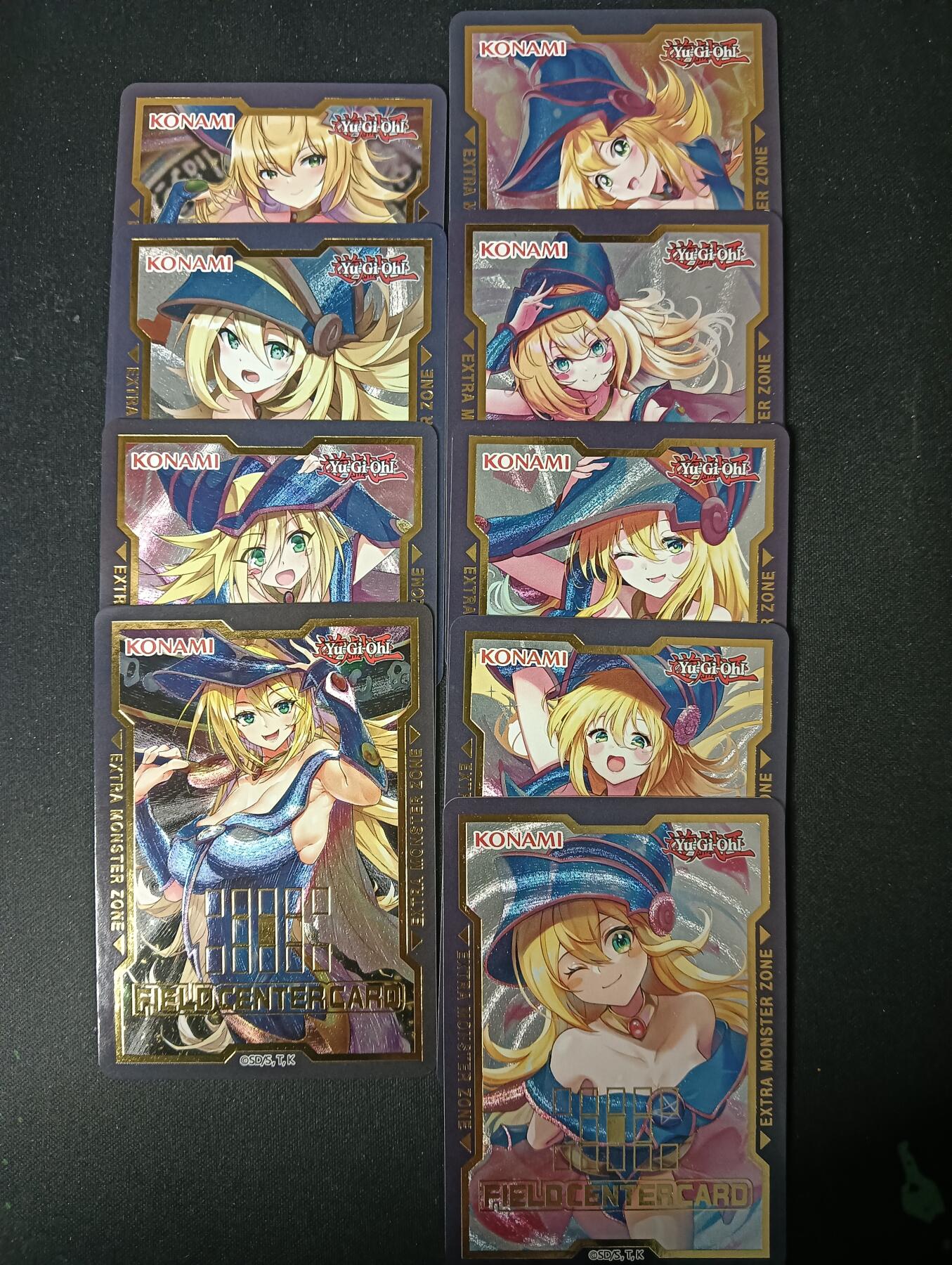 花开卡拍第53期（12月28号周日截拍，品控勿拍!!!拍品不寄存，运费5元，自制卡难免瑕疵，可能存在轻微撞角爆边等出厂瑕疵，品控介意勿拍！） 游戏王 黑魔导女孩 场地中心卡 粗闪 9张一套