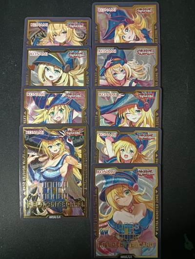 花开卡拍第53期（12月28号周日截拍，品控勿拍!!!拍品不寄存，运费5元，自制卡难免瑕疵，可能存在轻微撞角爆边等出厂瑕疵，品控介意勿拍！） - 游戏王 黑魔导女孩 场地中心卡 粗闪 9张一套