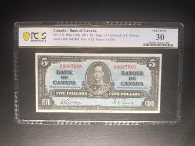2025十二月第五期，总210期 - 加拿大1937版5元PCGS白标30分，乔治六世国王和机械之神