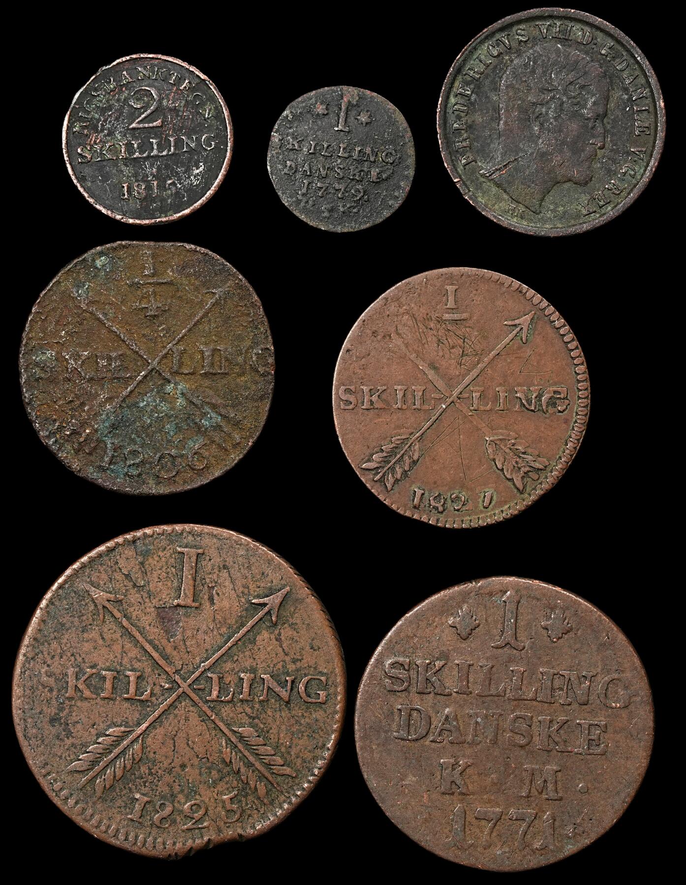 修遠堂世界钱币第九十九期 丹麦旧铜币一组