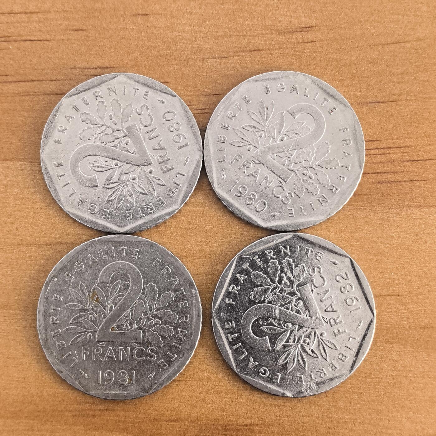 各国硬币第7期 无佣金 法国2法郎4枚