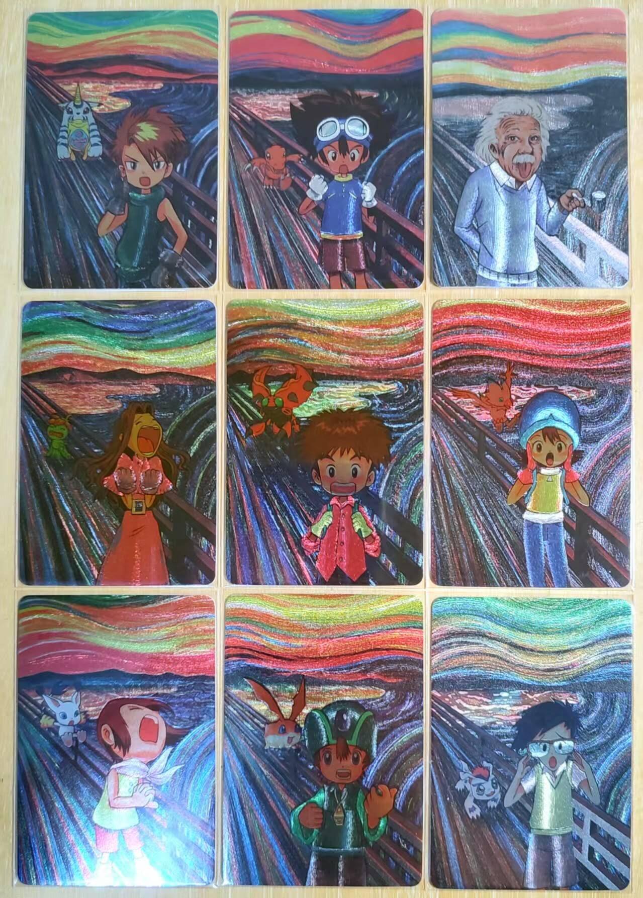 龙虎卡牌-六九场（无佣金，周六结拍，欢迎送拍） 粗闪9张 油画呐喊联动数码宝贝 一套